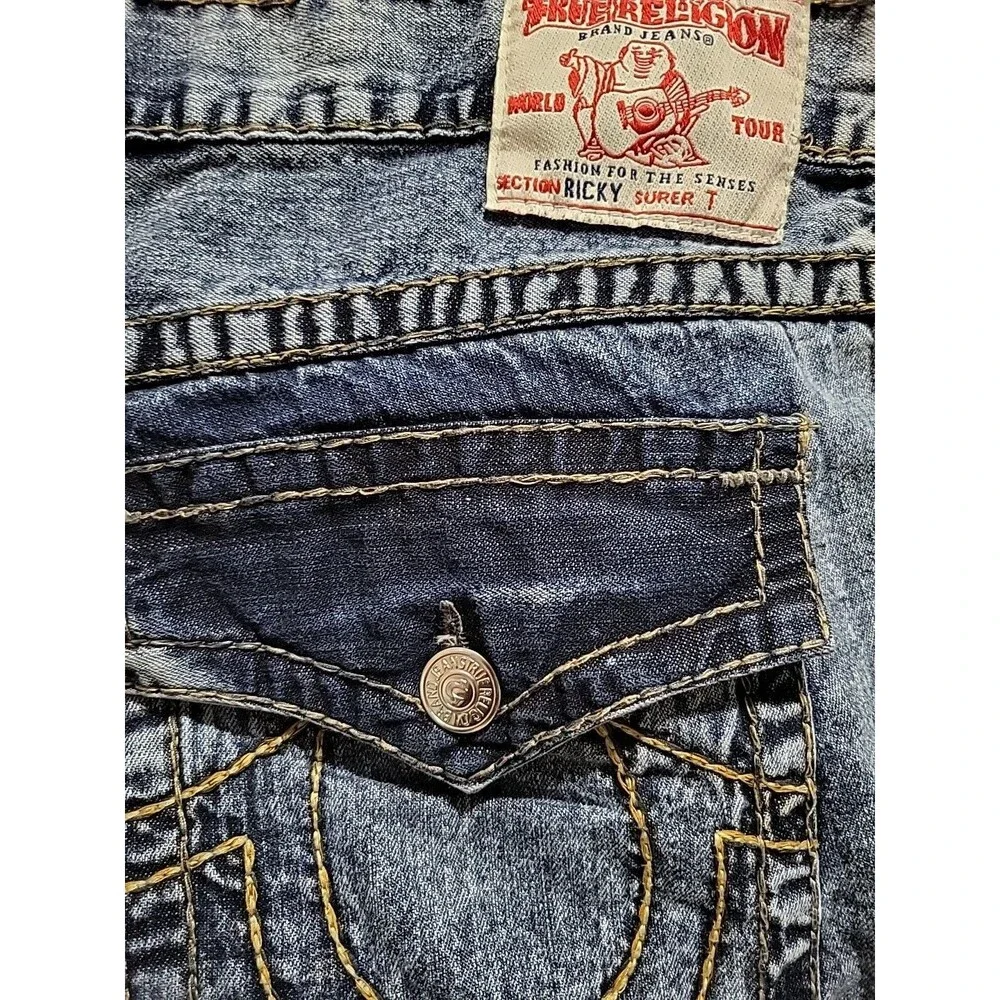 True Religion Geno Ricky Super T Straight Jeans Size 42x30 Blue